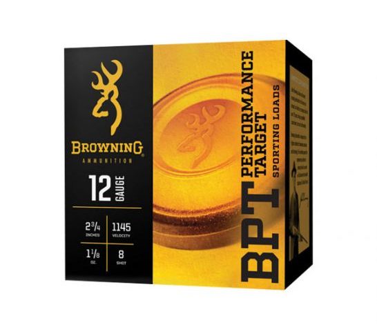 Browning 12GA 2.75" 1-1/8oz #8 BPT Target Shotshell Ammunition, 25 Round Box – B193611228