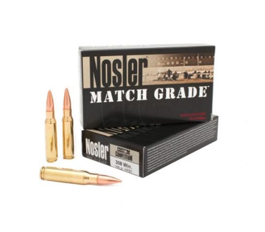 Nosler 308 Winchester 168gr Custom Competition HPBT Ammunition, 20 Round Box u2013 60054