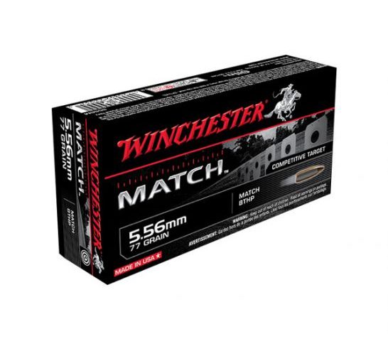 Winchester 5.56mm 77gr BTHP Match Ammunition, 20 Round Box – S556M