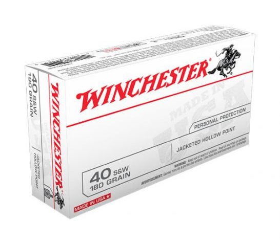 Winchester USA 40 S&W 180gr JHP Ammunition, 50 Round Box – USA40JHP