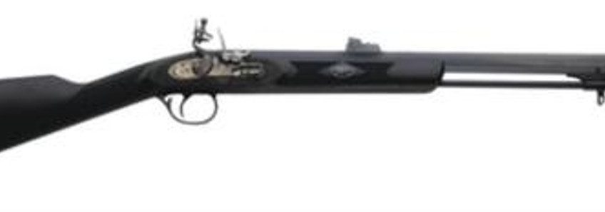 Traditions Black Powder Deerhunter Muzzleloader .50 Caliber Flintlock 24" Blue Octagonal Barrel Williams Metal Fiber Optic Sights Black Synthetic Stock