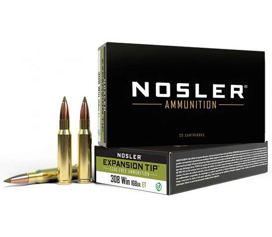 Nosler 308 Winchester 168 grain E-Tip Lead-Free Rifle Ammo, 20/Box – 40035