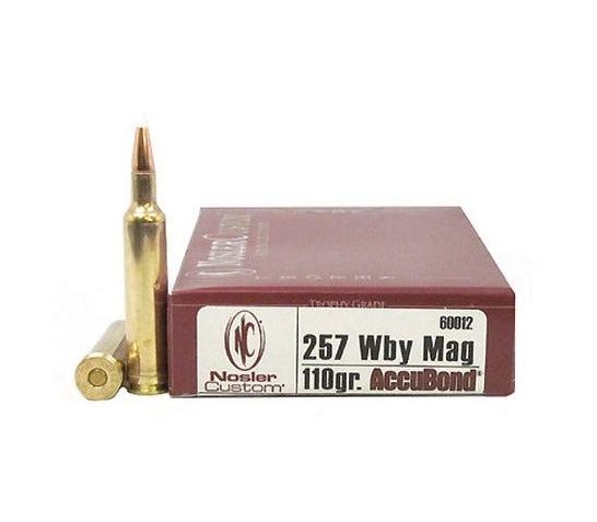 Nosler Trophy Grade 257 Weatherby Mag 110 grain AccuBond Rifle Ammo, 20/Box – 60012