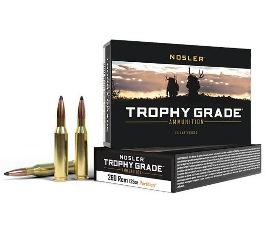 Nosler Trophy Grade 260 Rem 125 grain Partition Rifle Ammo, 20/Box – 60018