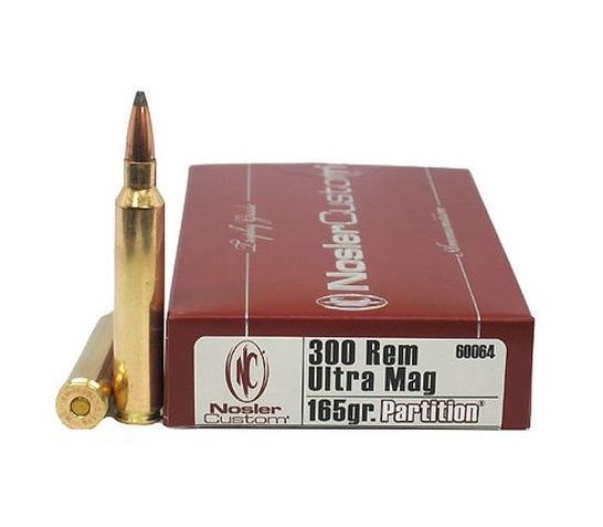 Nosler Trophy Grade 300 RUM 165 grain Partition Rifle Ammo, 20/Box – 60064