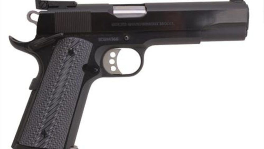 Colt Mfg 1911 Special Combat Government Single 45 Automatic Colt Pistol, 5", Black/Silver Grips, Blued