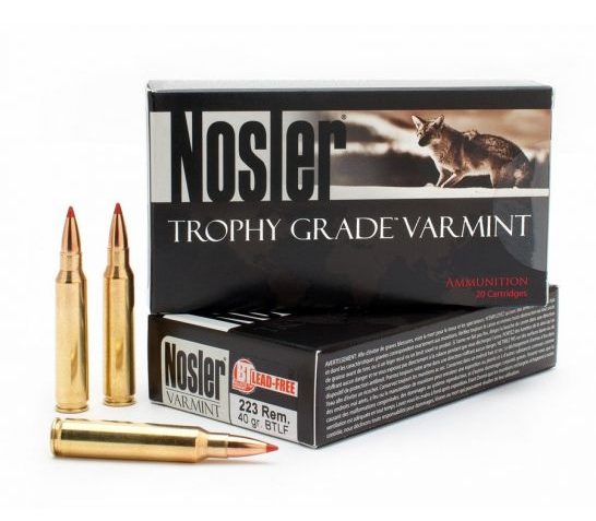 Nosler Trophy Grade Varmint 223 Rem 40 grain Ballistic Tip Lead-Free Rifle Ammo, 20/Box – 60007