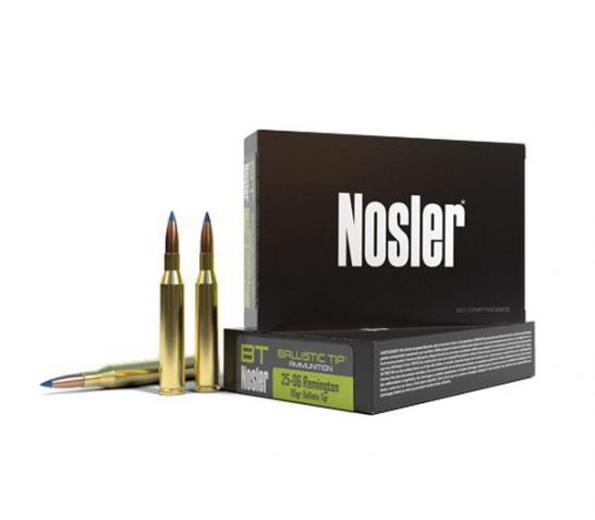 Nosler 25-06 Rem 115 grain Ballistic Tip Hunting Rifle Ammo, 20/Box – 40071