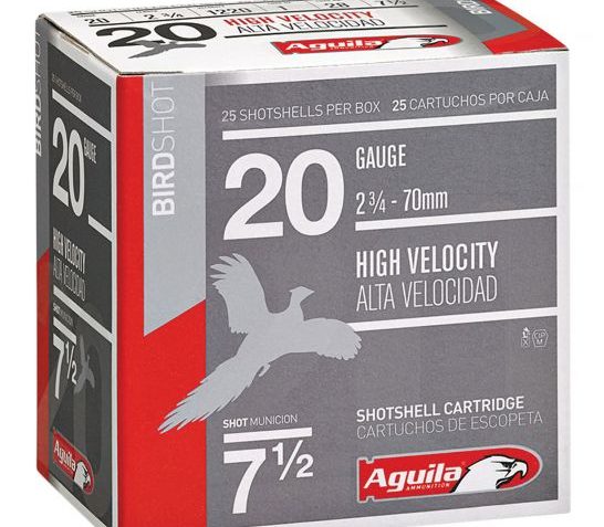 Aguila Field 20 Gauge 2-3/4 inches 8 Shot 1 oz High Velocity Lead Shotshell, Birdshot, 25/Box – 1CHB2048