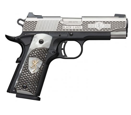 Browning 1911-380 Black Label High Grade Pearl Grips 380 ACP 8 Round Pistol, Black – 051958492