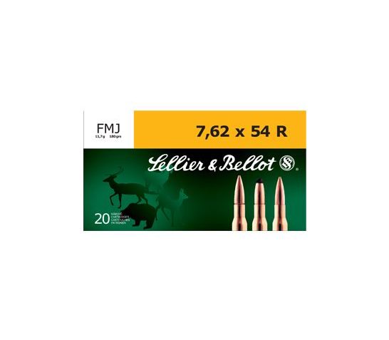 Sellier & Bellot 7.62x54R 180gr FMJ Ammunition, 20 Round Box – SB76254RA