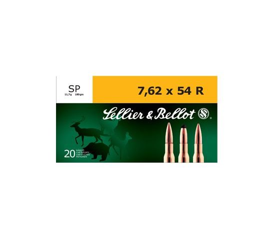 Sellier & Bellot 7.62x54R 180gr SP Ammunition, 20 Round Box – SB76254RB