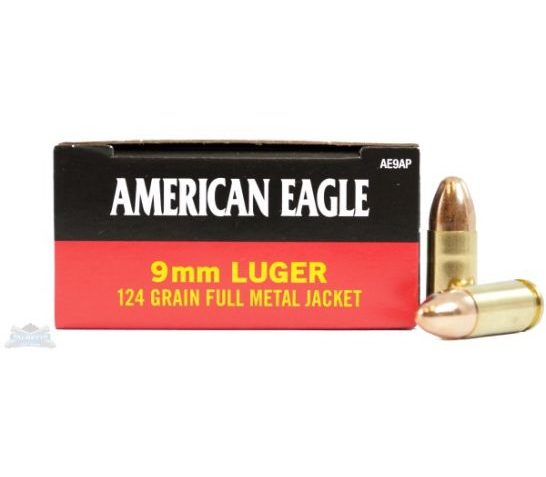 American Eagle 9mm 124gr FMJ Ammunition 50rds – AE9AP