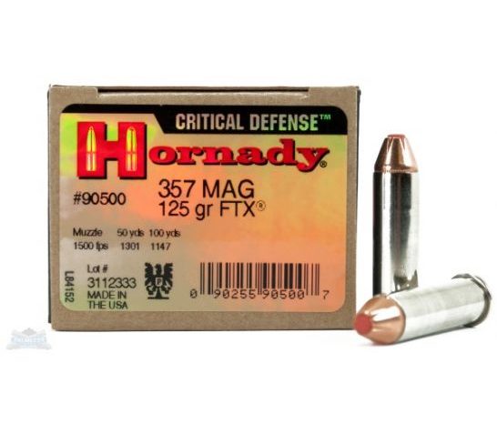 Hornady 357 Magnum 125gr FTX Critical Defense Ammunition 25rds – 90500