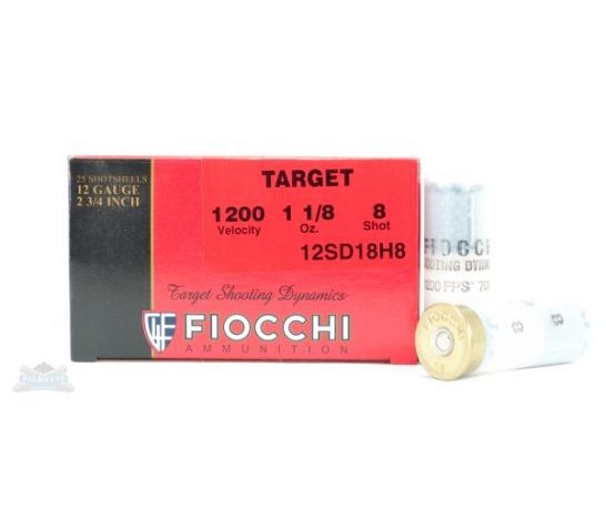 Fiocchi 12ga 2.75" 1-1/8oz #8 Target Shotshell Ammunition 25rds – 12SD18H8