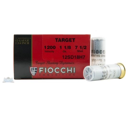 Fiocchi 12ga 2.75" 1-1/8oz #7.5 Target Shotshell Ammunition 25rds – 12SD18H75