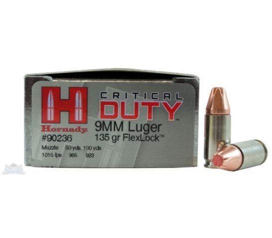 Hornady 9mm 135gr FlexLock Critical Duty Ammunition 25rds – 90236