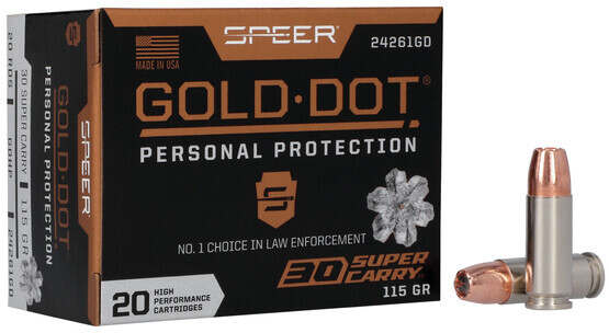 Speer Gold Dot 30 Super Carry 100gr HP Handgun Ammo – 20 Rounds