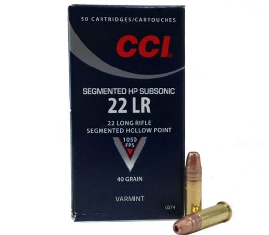 CCI .22 Long Rifle SubSonic 40 Grain Segmented Hollow Point Ammunition, 50 Rounds – 0074