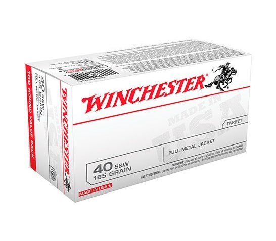 Winchester 40 S&W 165gr FMJ USA Ammunition 100rds – USA40SWVP