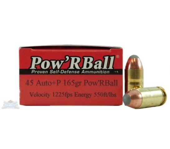 Glaser Pow’rBall 45 Auto/ACP+P 165gr Ammunition 20rds – PB45165/20