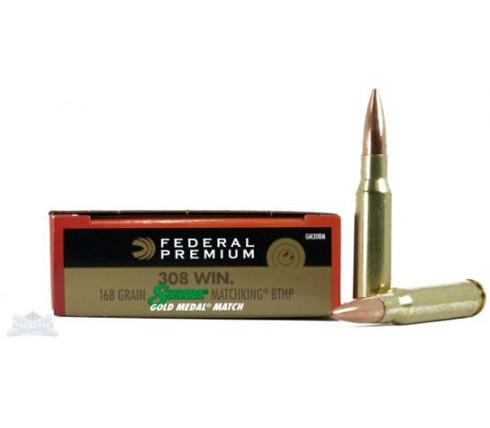 Federal 308 168gr Sierra MatchKing BTHP Gold Medal Ammunition 20rds – GM308M