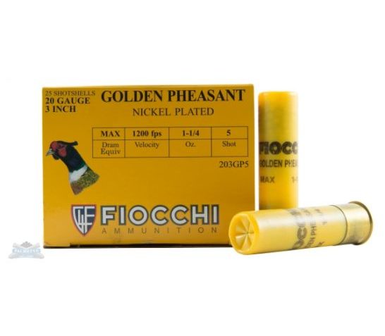 Fiocchi 20ga 3" 1-1/4oz #5 Golden Pheasant Shotshell Ammunition 25rds – 203GP5