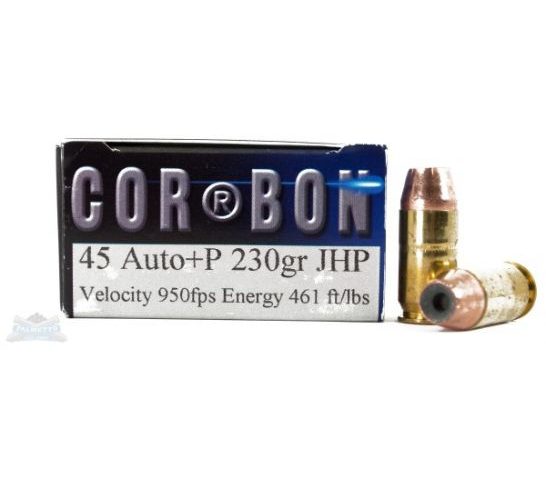 Cor-Bon 45 Auto/ACP+P 230gr JHP Ammunition 20rds – SD45230/20