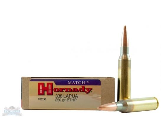 Hornady 338 Lapua Magnum 250gr BTHP Match Ammunition 20rds – 8230