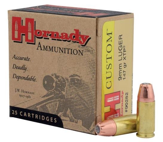 Hornady 9mm 147gr XTP Custom Pistol Ammunition 25rds – 90282