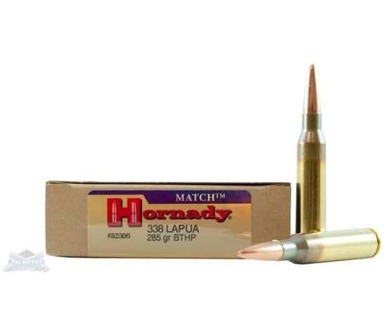 Hornady 338 Lapua Magnum 285gr BTHP Match Ammunition 20rds – 82306