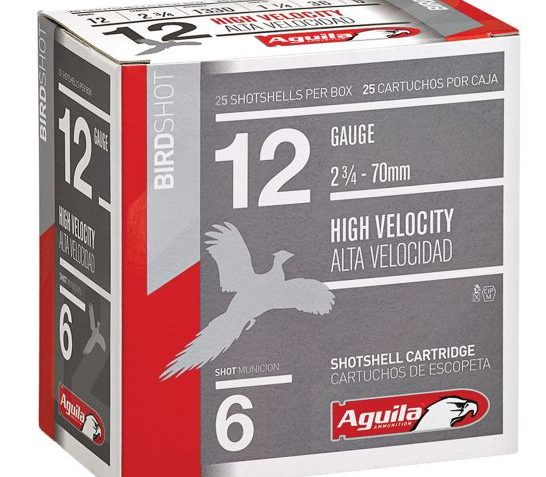 Aguila Field 12 Gauge 2-3/4 inches 6 Shot 1-1/4 oz High Velocity Lead Shotshell, Birdshot, 25/Box – 1CHB1206