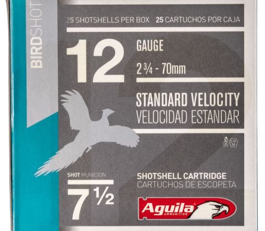 Aguila Field 12 Gauge 2-3/4 inches 7-1/2 Shot 1-1/8 oz Standard Velocity Lead Shotshell, Birdshot, 25/Box – 1CHB1217