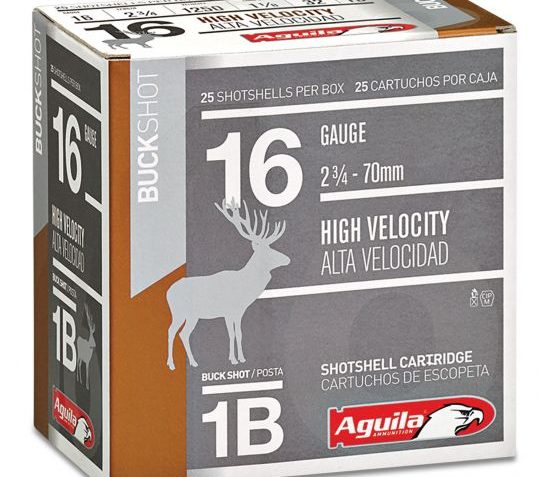 Aguila Field 16 Gauge 2-3/4 inches 1 Buck Shot 1-1/8 oz High Velocity Lead Shotshell, Buckshot, 25/Box – 1C1601BA