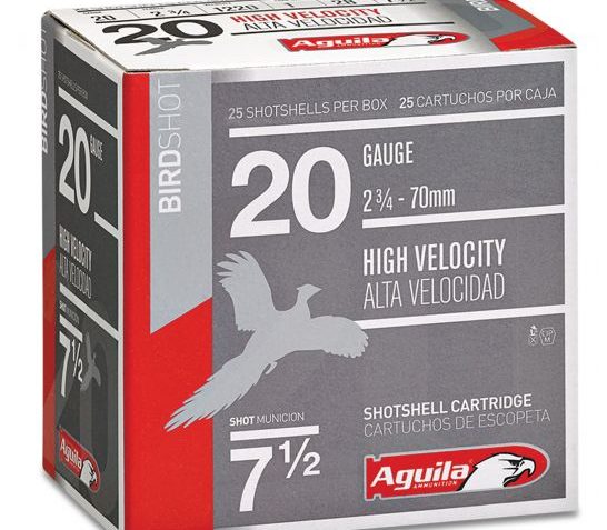 Aguila Field 20 Gauge 2-3/4 inches 7-1/2 Shot 1 oz High Velocity Lead Shotshell, Birdshot, 25/Box – 1CHB2007