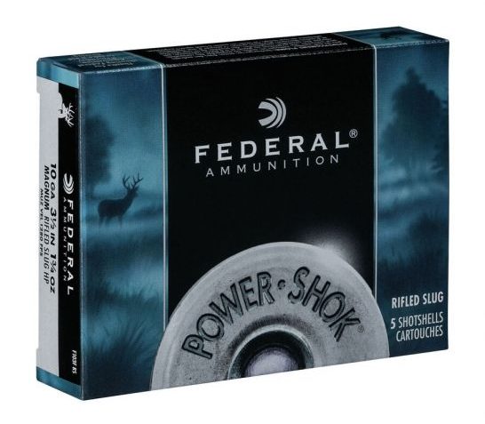 Federal 10ga 3.5" Magnum 1.75oz HP Power-Shok Rifled Slug Shotshell Ammunition 5rds – F103F RS