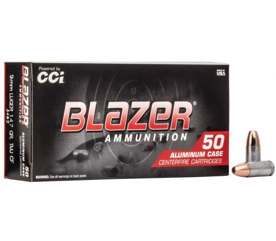 CCI Blazer Clean-Fire 147 gr Total Metal Jacket 9mm Ammo, 50/box – 3462