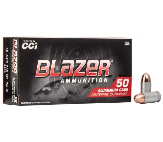 CCI Blazer Clean-Fire 230 gr Total Metal Jacket .45 ACP Ammo, 50/box – 3480