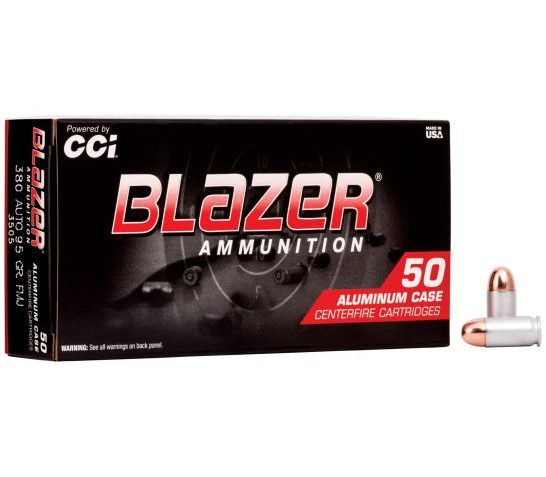 CCI Blazer 380 Auto/ACP 95gr TMJ Aluminum Case Ammunition 50rds – 3505