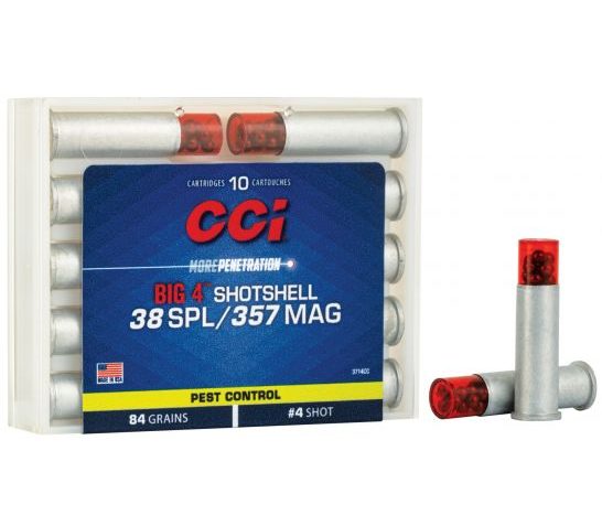 CCI BIG 4 84 gr Shotshell #4 Shot .38 Spl/357 Mag Ammo, 10/box – 3714CC