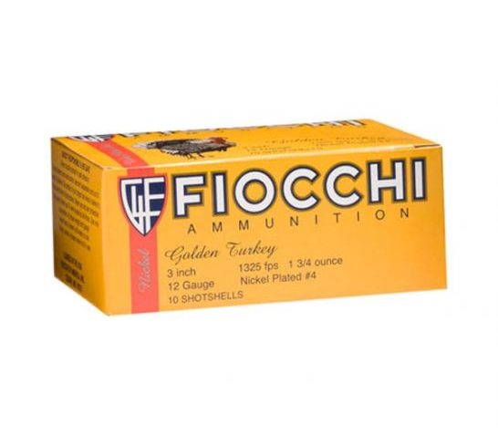 Fiocchi 12ga 3" 1-3/4oz #4 Golden Turkey Shotshell Ammunition, 10 Round Box – 123TRK4