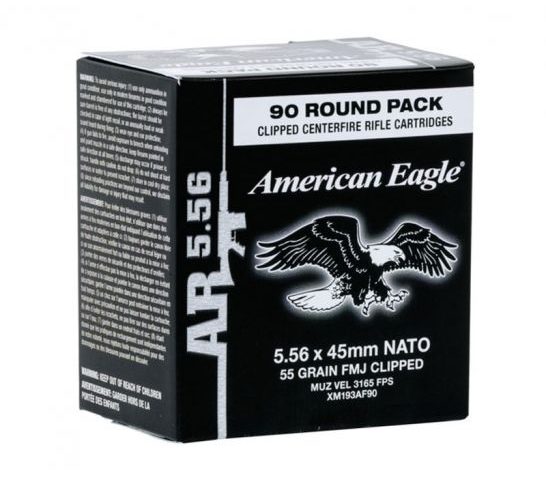 American Eagle Rifle 5.56x45mm FMJ-BT 90 Rounds Ammunition on Stripper Clips – XM193AF90