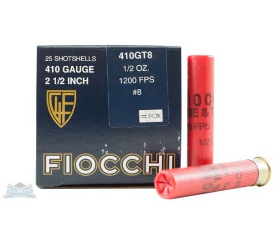 Fiocchi 410ga 2.5" 1/2oz #8 Game Load Shotshell Ammunition 25rds – 410GT8