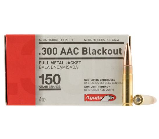 Aguila Centerfire 300 AAC Blackout 150 grain Full Metal Jacket Rifle Ammo, 50/Box – 1E300110