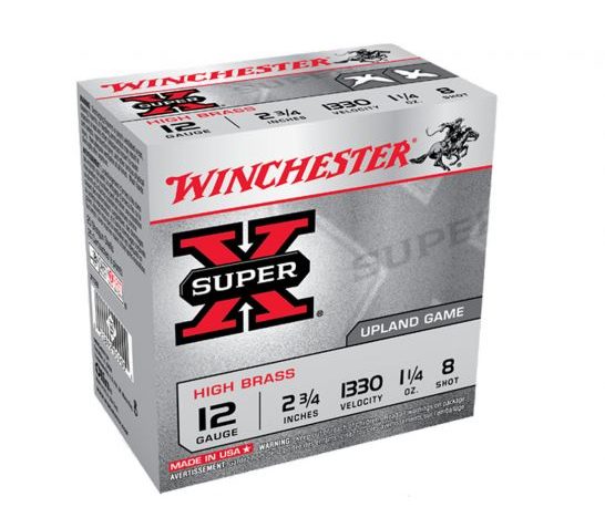 Winchester Super X Hi Brass 12ga 2.75 #8 Shot, 25 Rounds – X128