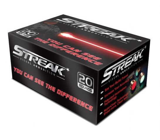 Ammo Inc STREAK .380 Auto/ACP 100gr TMJ Tracer Practice Ammo, 20 Rounds – 380100TMC-STRK-RED