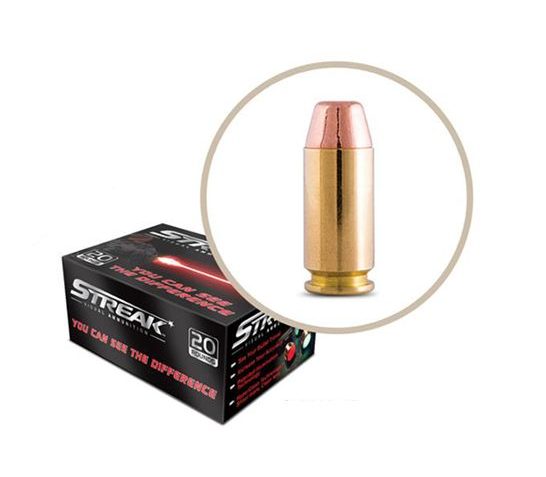 Ammo Inc STREAK 40 S&W 180gr TMJ Tracer Practice Ammo, 20 Rounds – 40180TMC-STRK-RED