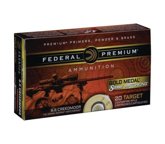 Federal 6.5 Creedmoor 140gr Sierra MatchKing BTHP Gold Medal Rifle Ammunition, 20 Rounds – GM65CRD1