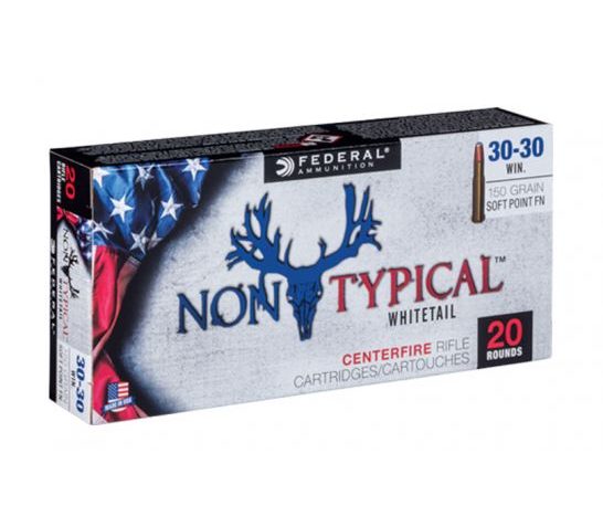 Federal 30-30 Win 150gr Soft Point Non-Typical Whitetail Rifle Ammunition, 20 Rounds – 3030DT150