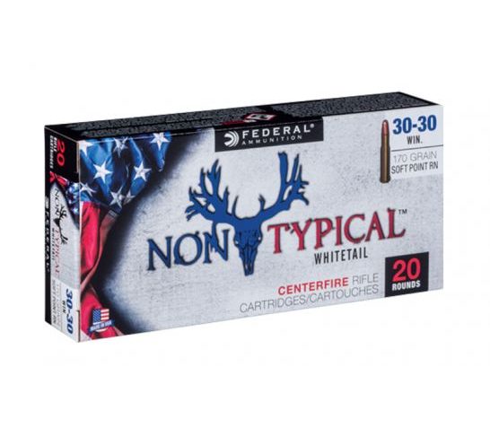 Federal 30-30 Win 170gr Soft Point Non-Typical Whitetail Rifle Ammunition, 20 Rounds – 3030DT170